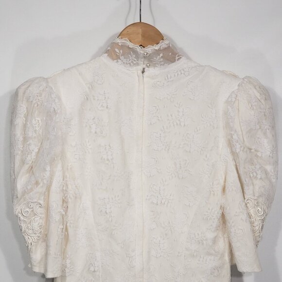 Vintage Scott McClintock White Formal Lace Gown Lined Floral pattern Size 6 - Picture 6 of 11
